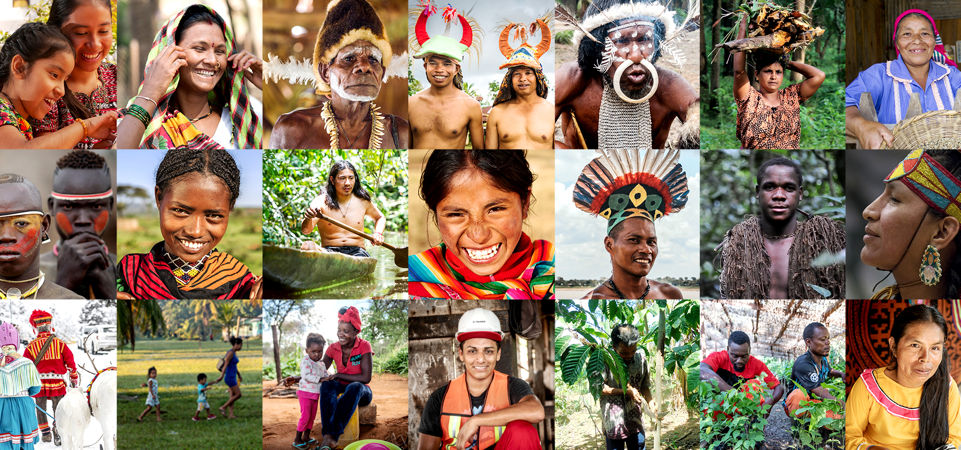 Banner of Climate Change Negotiation Training Workshop - Collage indigenous peoples of the world portaits